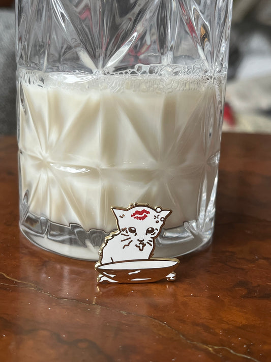 milk drunk kitten enamel pin