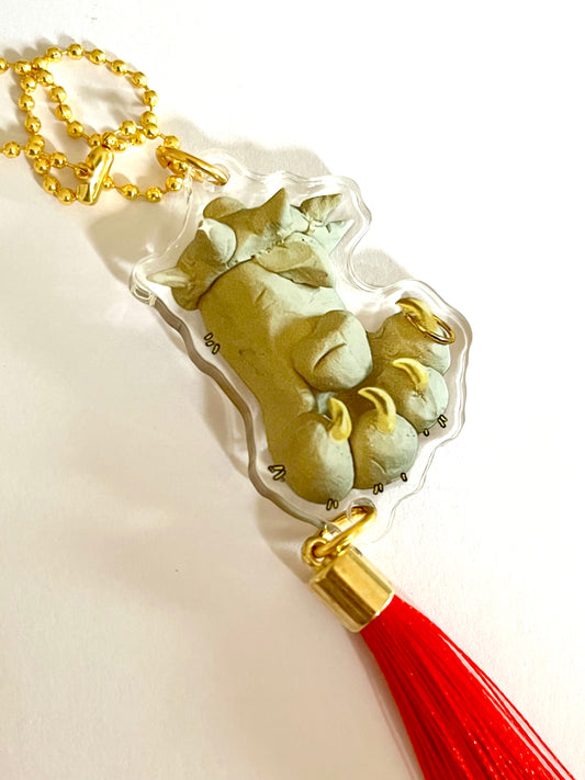 lucky cat paw acrylic charm keychain