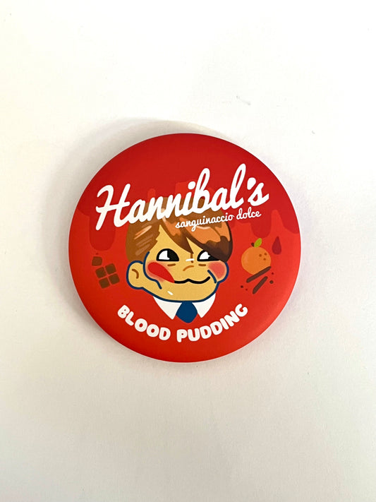 hannibal blood pudding pinback button - soft touch/matte