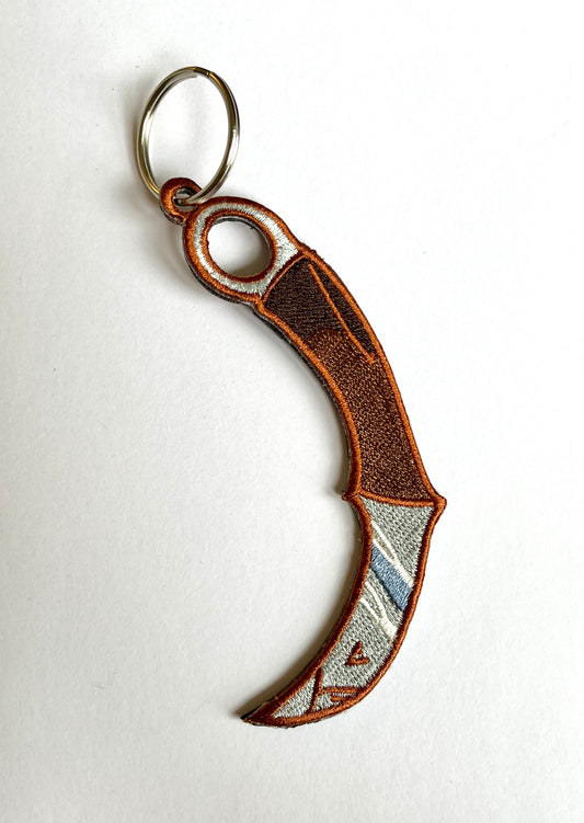 Mizumono knife embroidered keychain tag