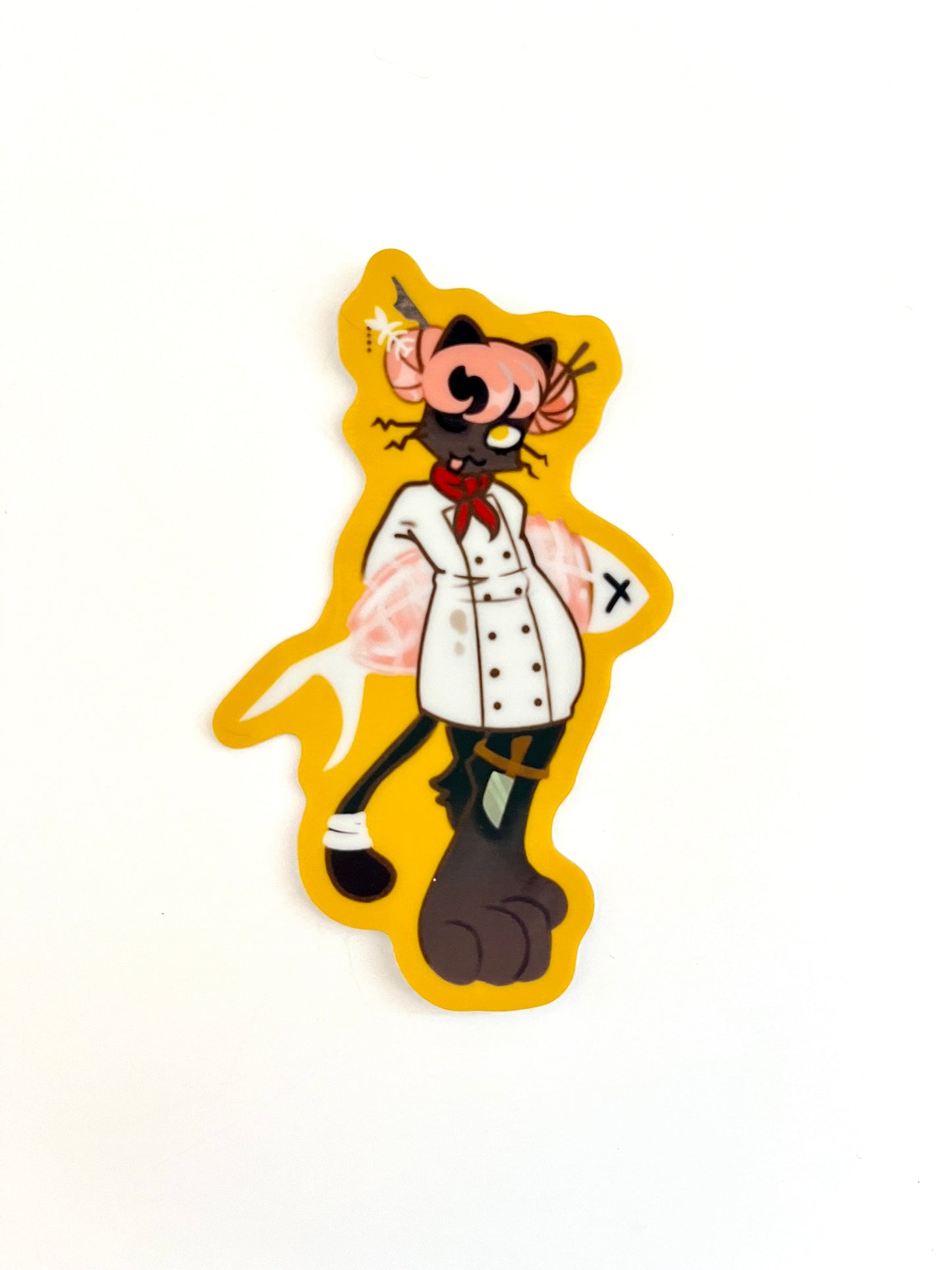 sushi chef catgirl 3.5" metallic sticker