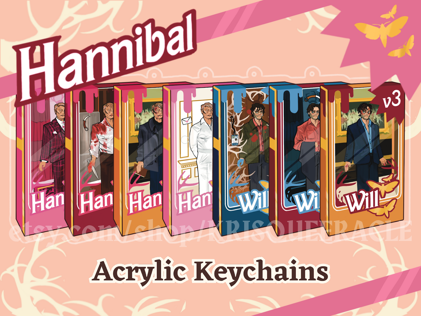 Hannibal + Will doll acrylic keychains