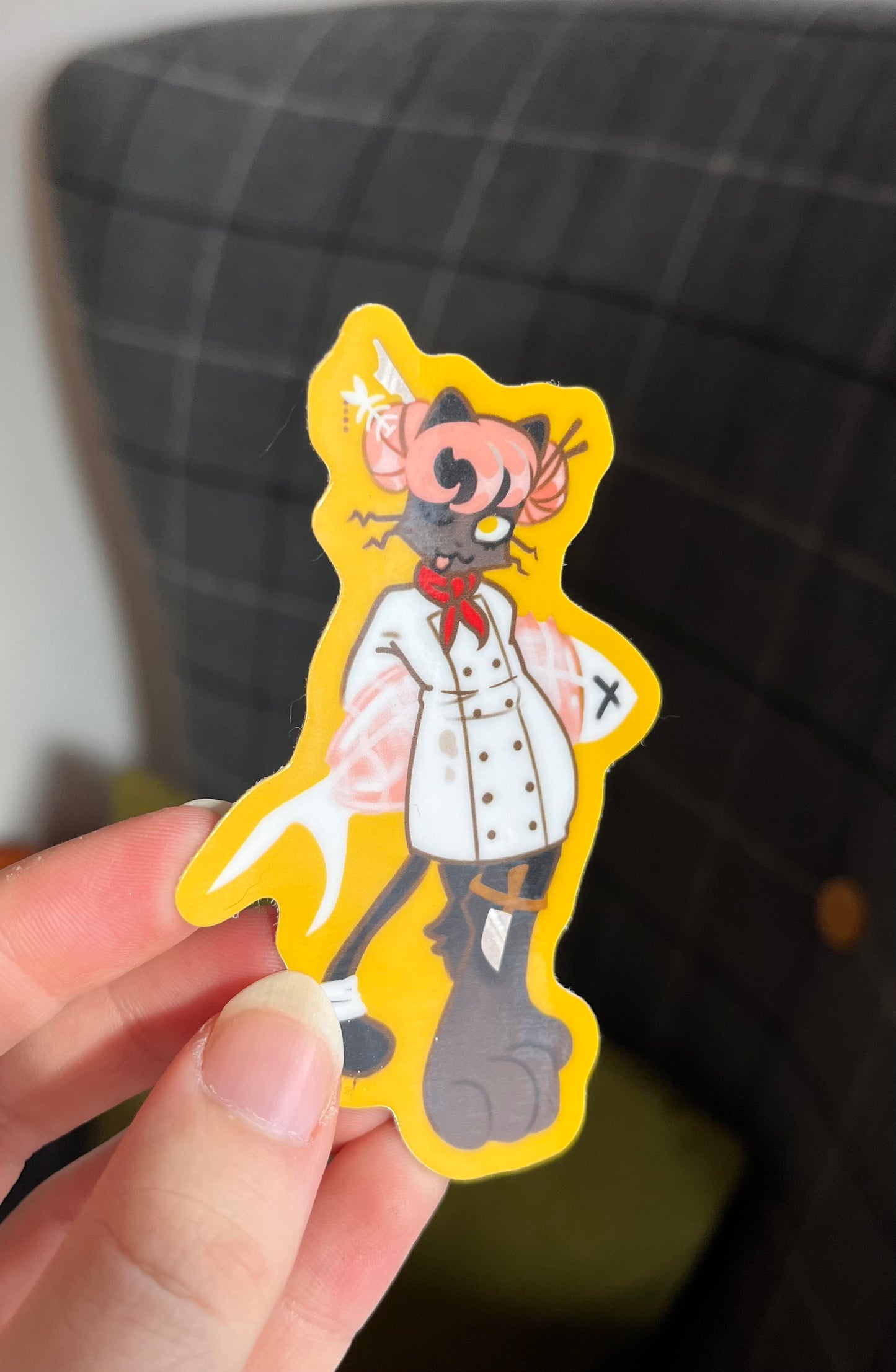 sushi chef catgirl 3.5" metallic sticker