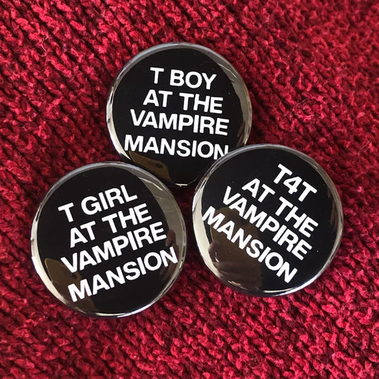 trans mansion 1.5" pinback buttons