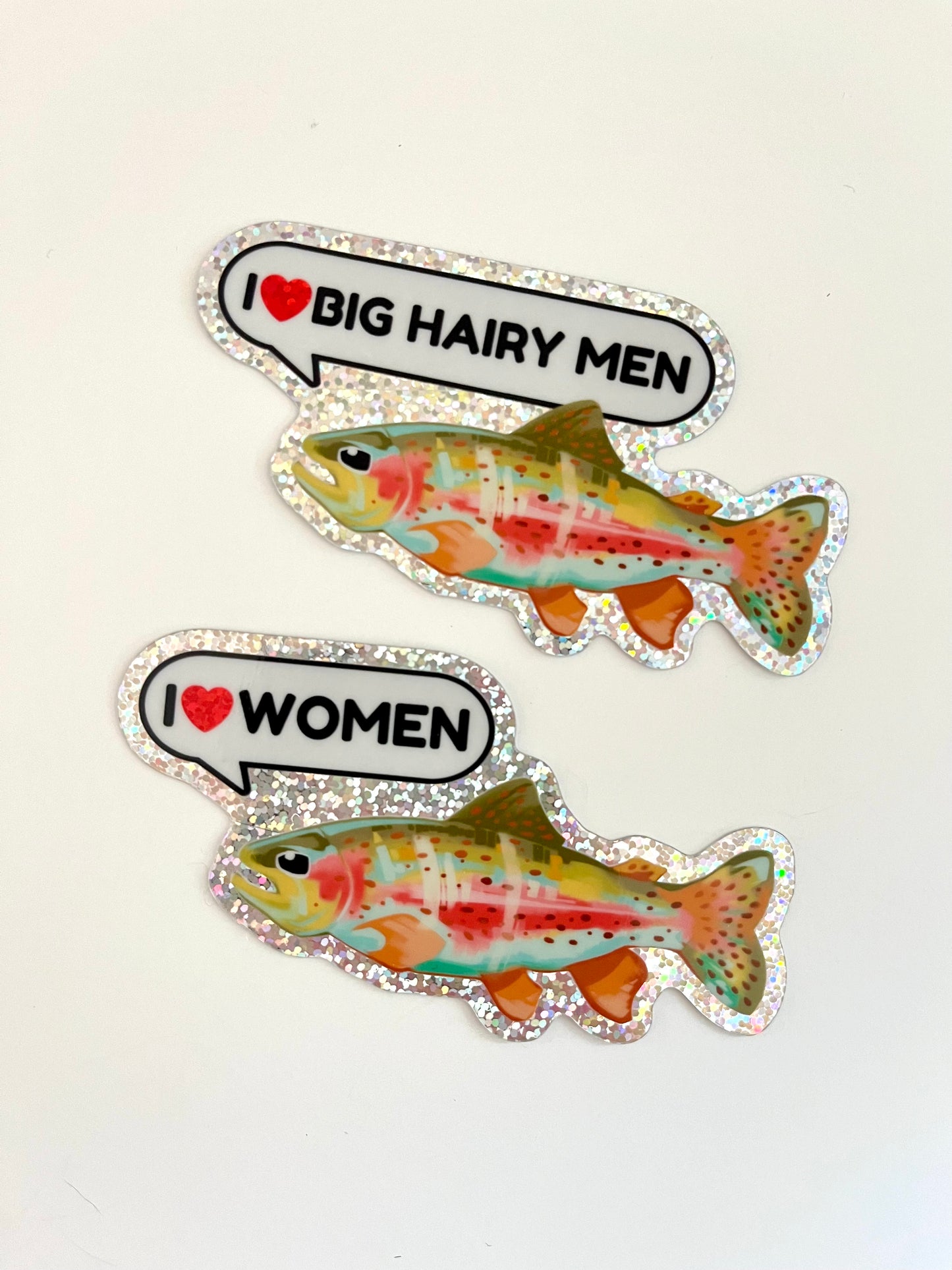 rainbow trout pride fish glitter stickers