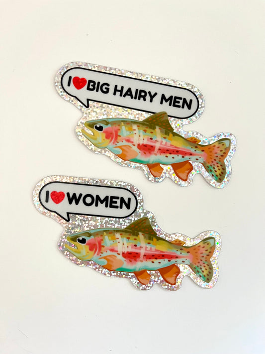 rainbow trout pride fish glitter stickers