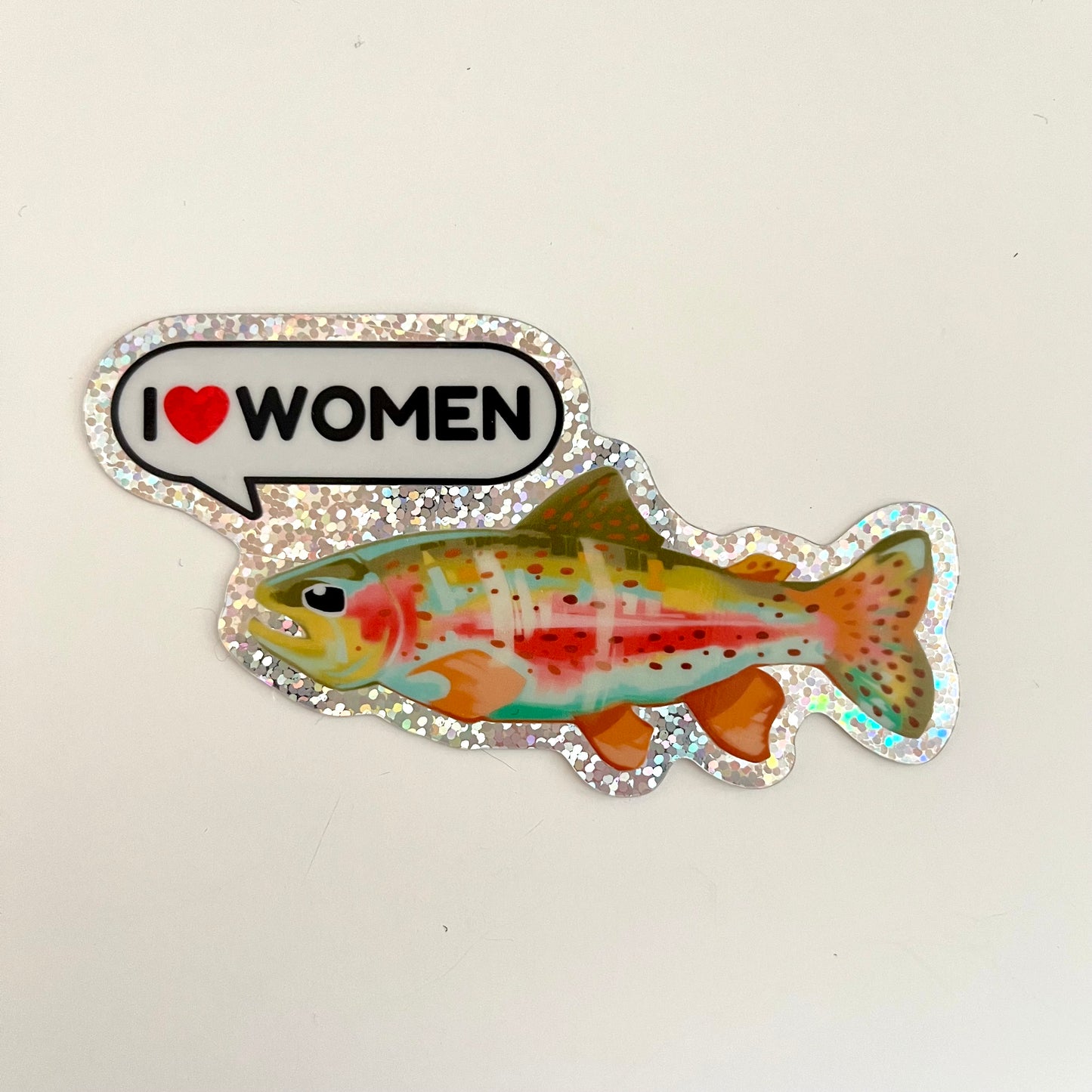 rainbow trout pride fish glitter stickers