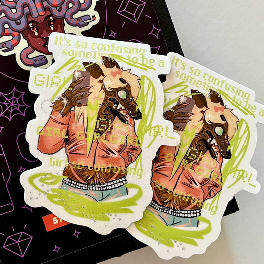 so confusing! | werewolf girl 3” vinyl sticker