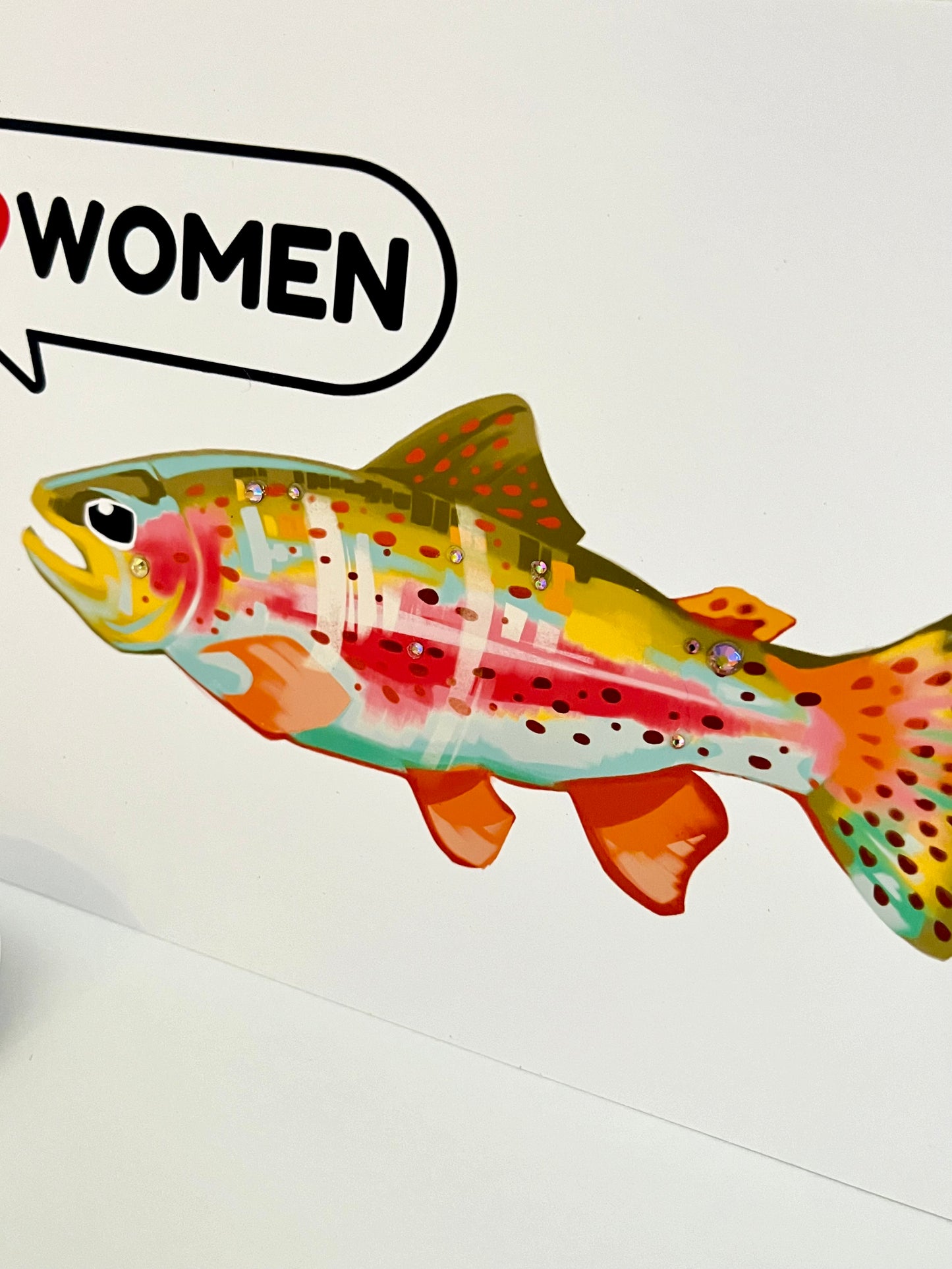 pride i heart women rainbow trout bedazzled 5x7 print