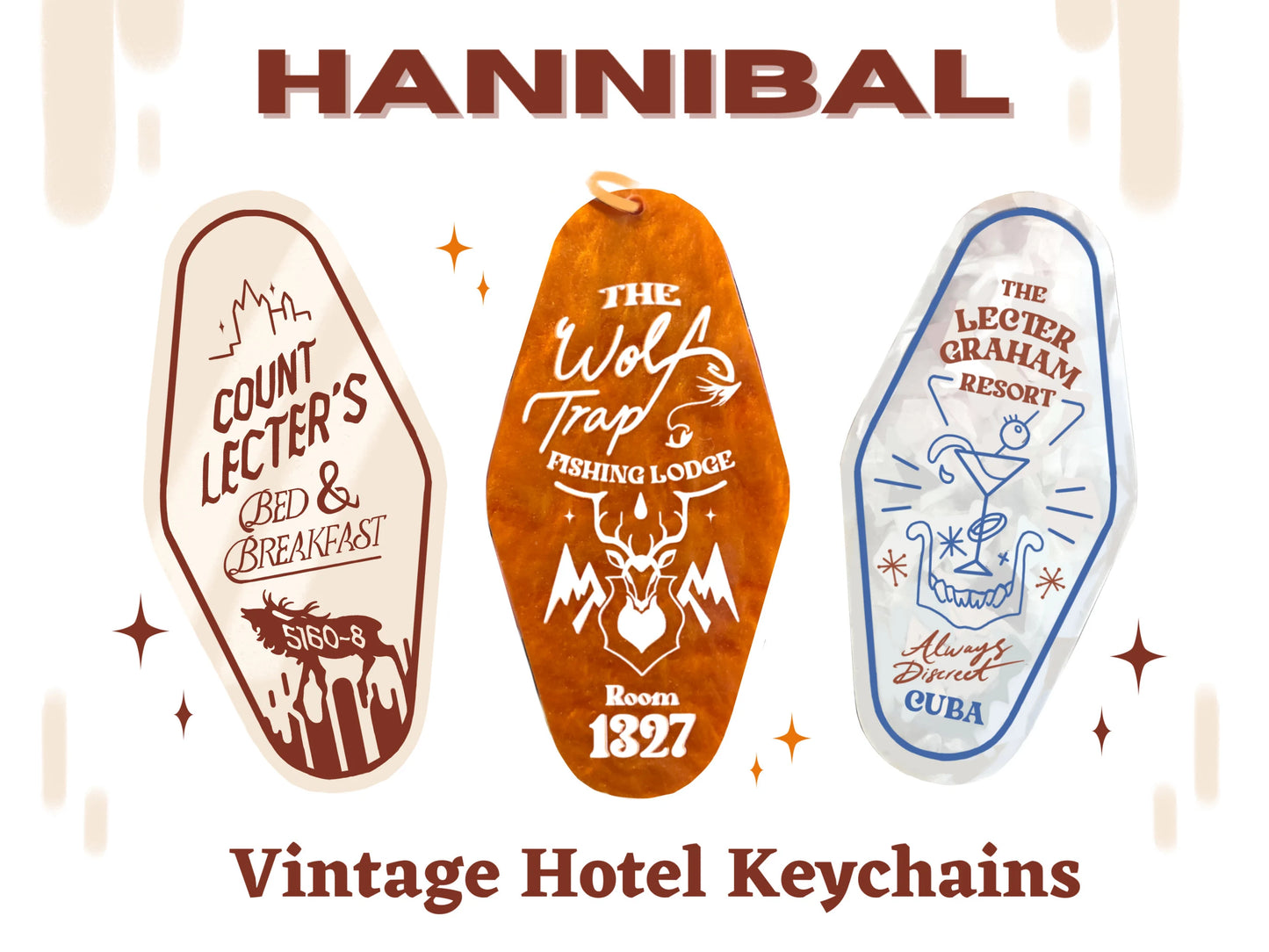 Hannibal vintage hotel keychains