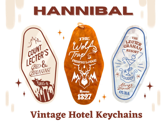 Hannibal vintage hotel keychains