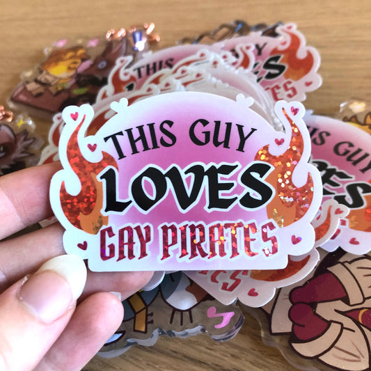 Gay pirates holographic glitter vinyl stickers