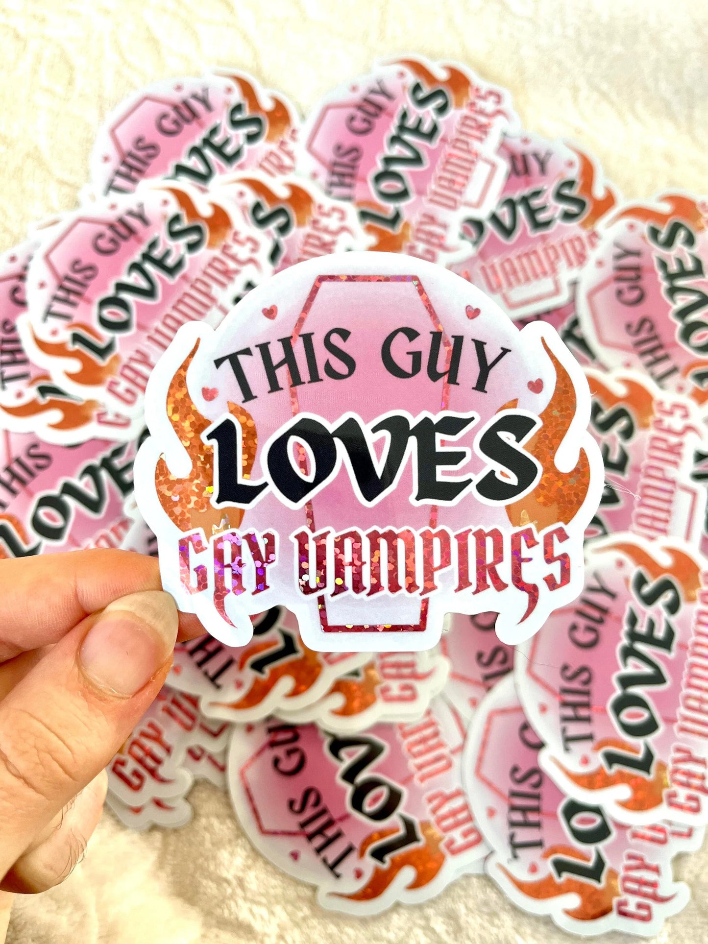 Gay vampires holographic glitter vinyl stickers