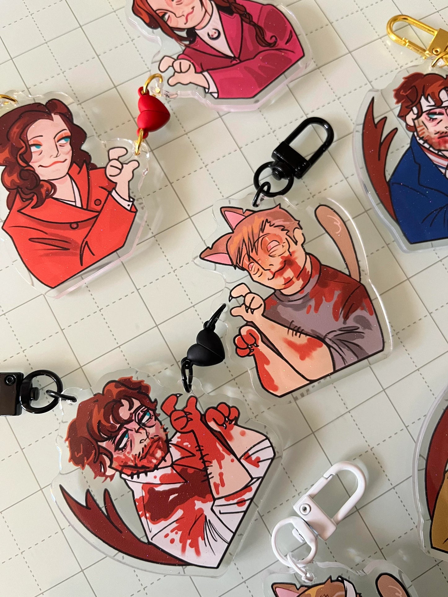 Hannibal heart magnet keychain sets