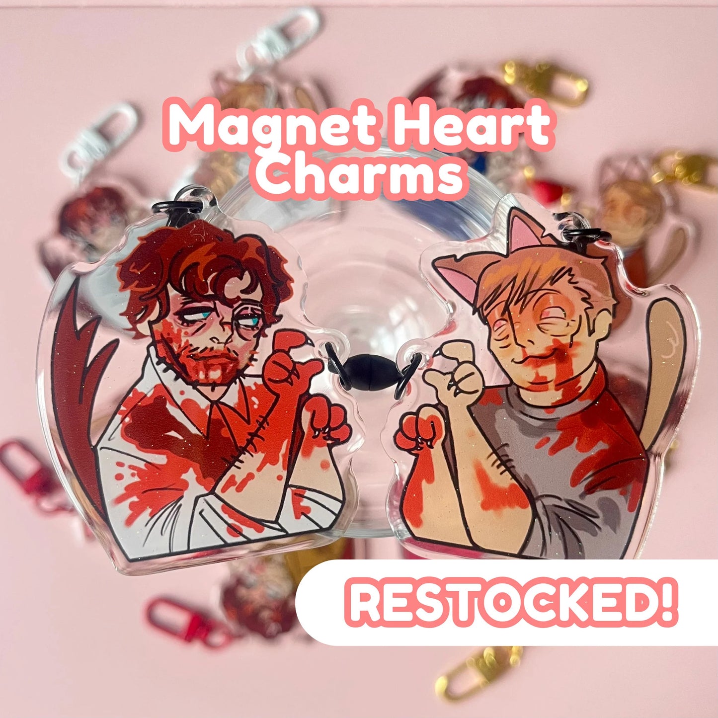 Hannibal heart magnet keychain sets