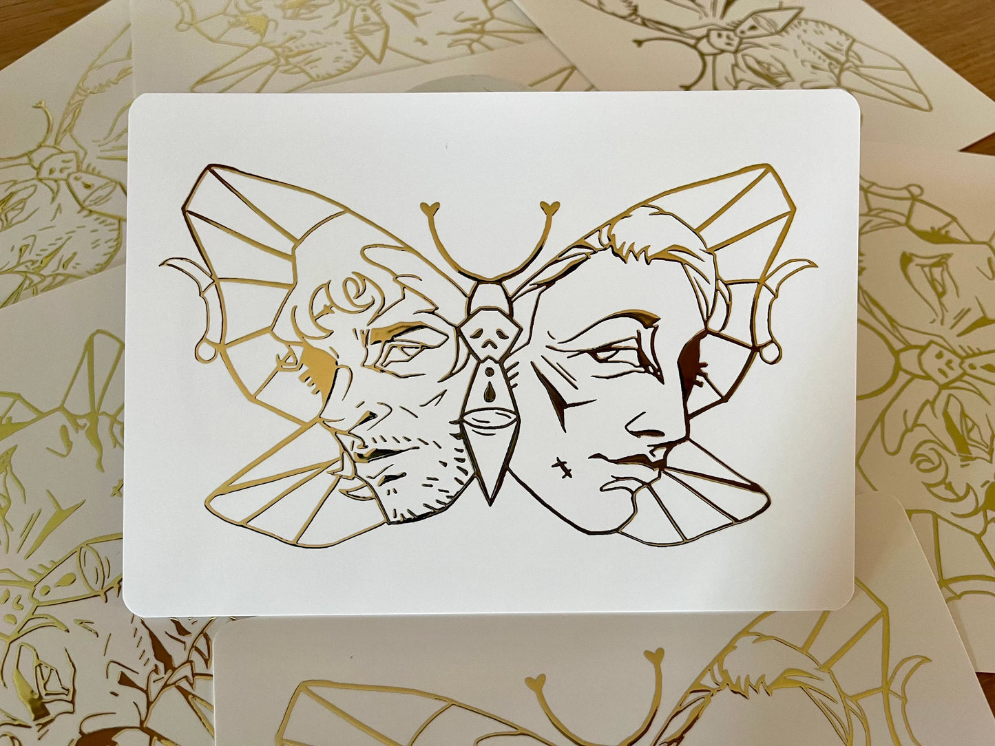 Hannibal moth raised gold foil 5x7 art print