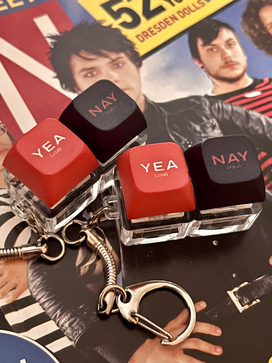 election/execution sign 2-keycap stim fidget keychain